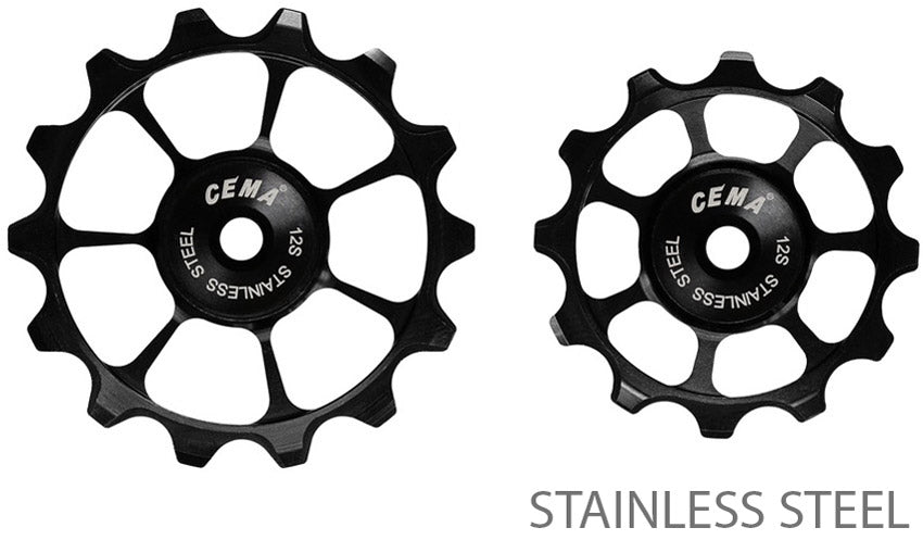 Cema derailleurwieltjes rvs shimano 12v zwart