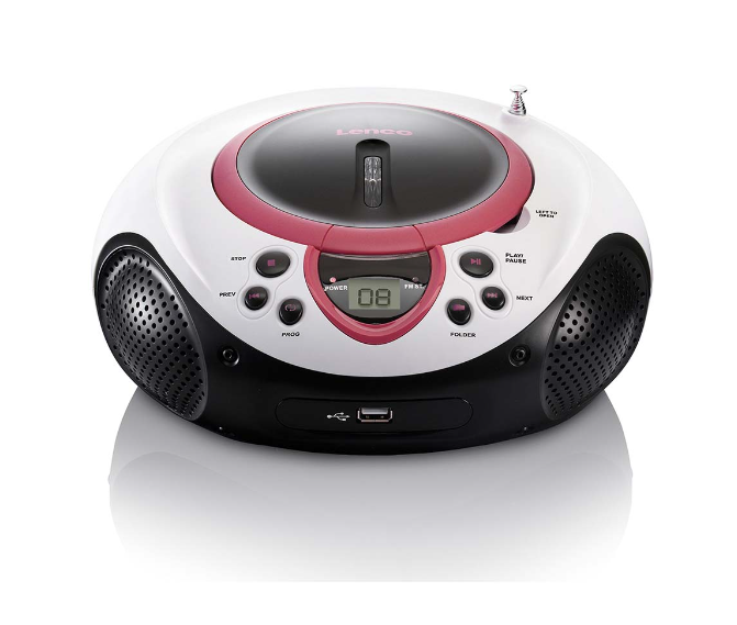 Lenco scd38 draagbare cd usb-speler roze