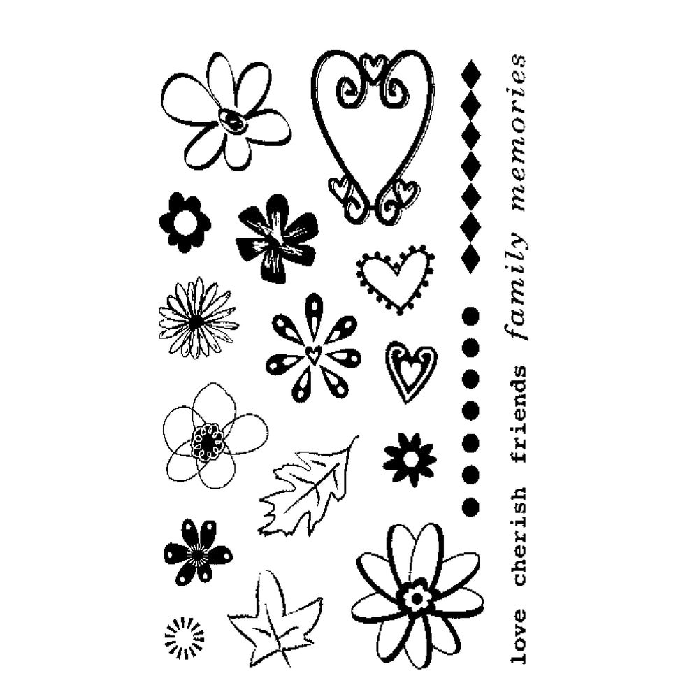 Merkloos scrappy cat • clear stamps set 10x15cm floral hearts