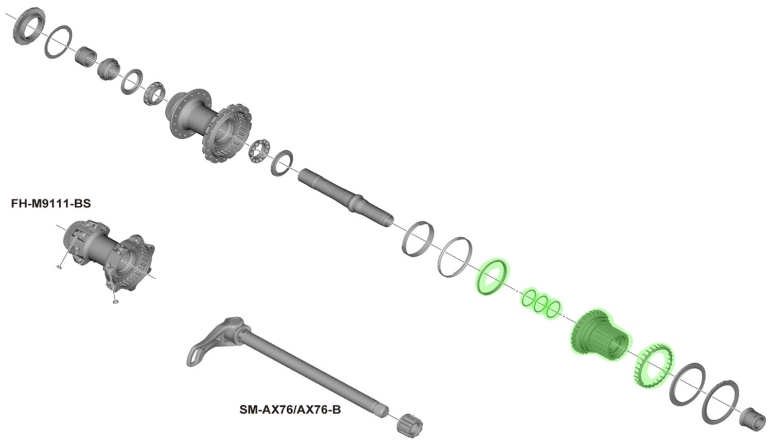 Shimano freehub body for fh-m9111 complete