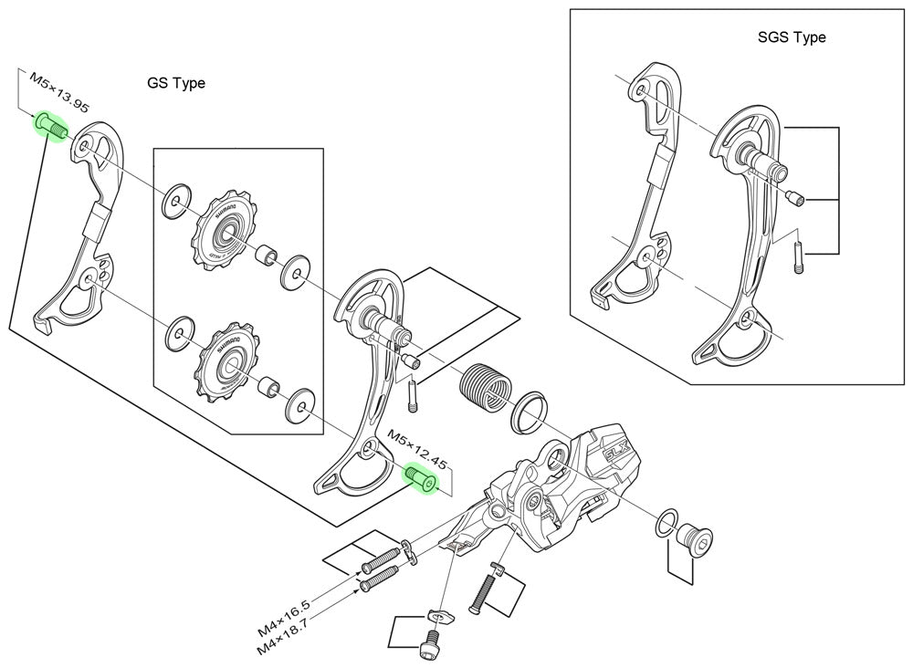Shimano guide pully bolts for rd-m622 t6000