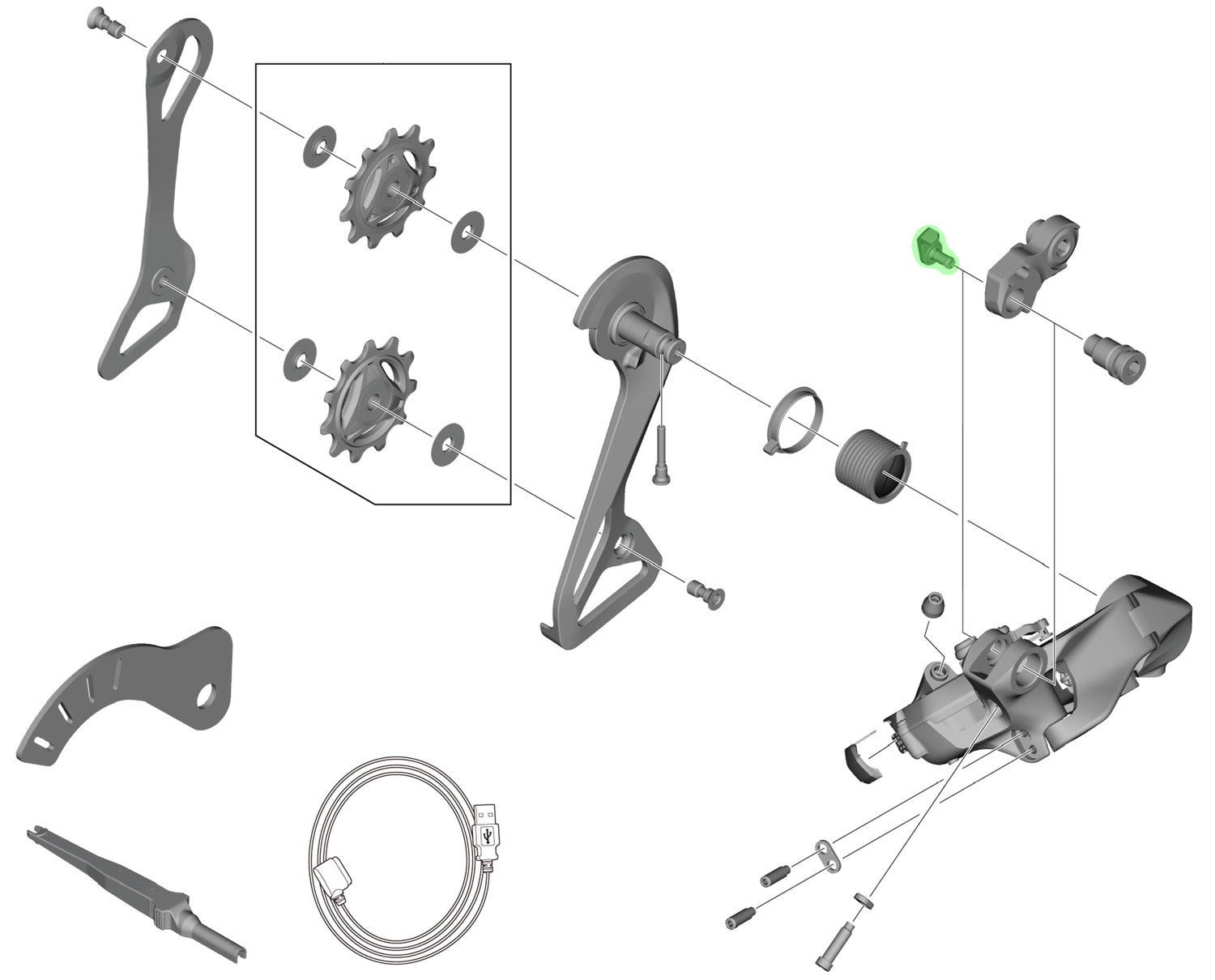Shimano stay cable for rd-r9250 rd-r8150 rd-r7150 rd-rx825