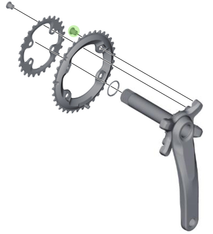Shimano kettingbladboutset m8x9 fc-m8000 (4st)