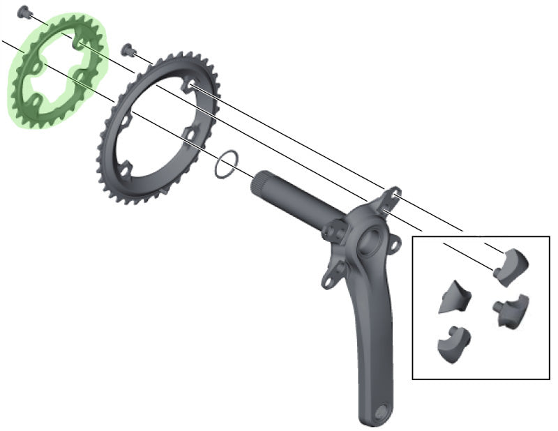 Shimano xtr 2-speed chainring for fc-m9000 9020 26t (at)