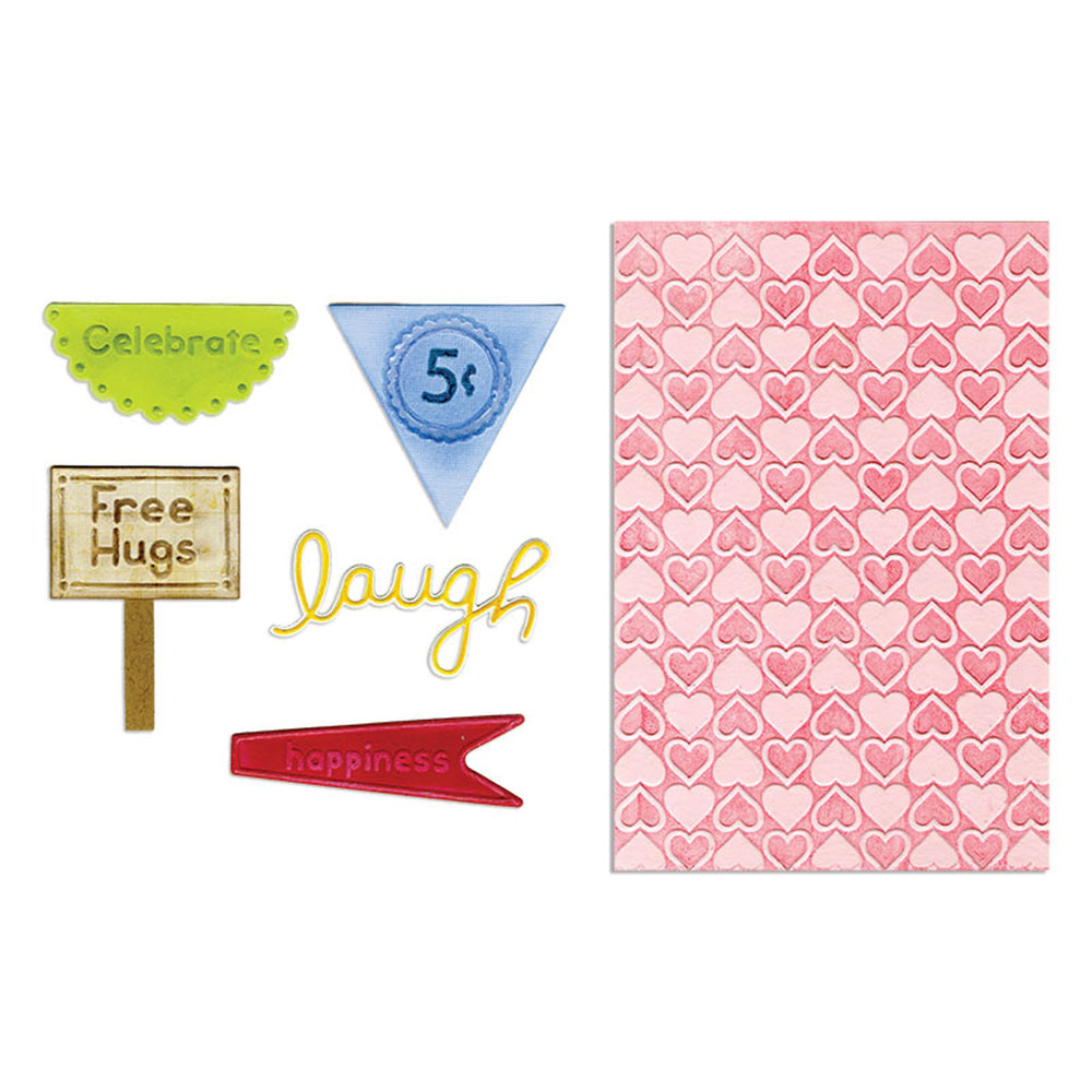Sizzix • framelits die textured impressions happy hearts