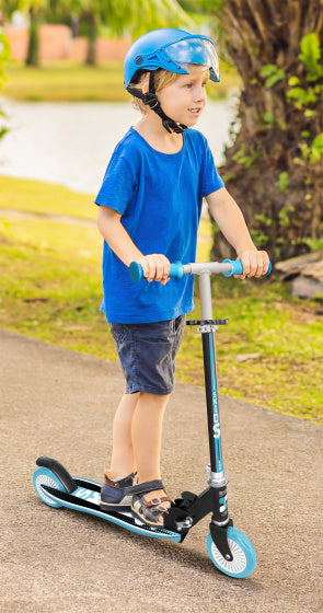 2-wiel Kinderstep Opvouwbaar Voetrem Blauw Zwart
