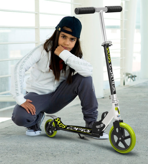 2-wiel Kinderstep Opvouwbaar Voetrem Zwart Groen