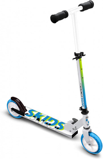 2-wiel Kinderstep Opvouwbaar Voetrem Wit Blauw