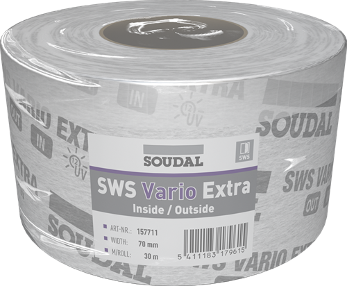 Soudal sws vario extra | vochtregulerende folie | 70 mm x 30 m | wit - 157711