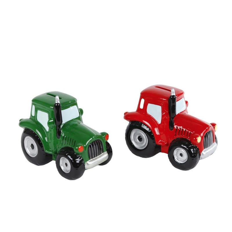 Kids Globe Spaarpot Aardewerk Tractor Rood