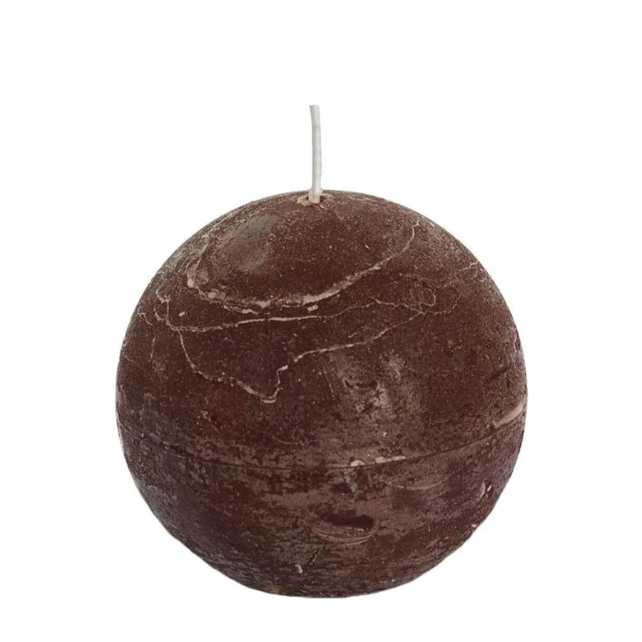 Spaas rustieke bolkaars kastanjebruin 98mm