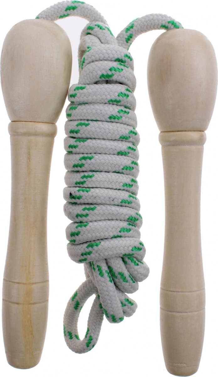 Jonotoys springtouw met houten klossen lengte 210 cm