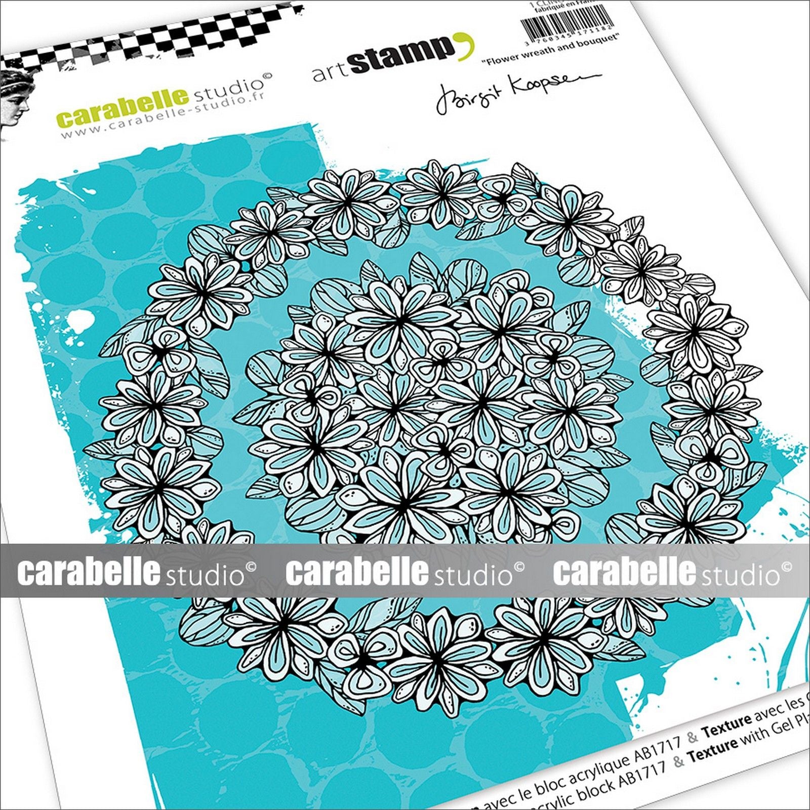Carabelle studio • cling stempel flower wreath and bouquet by birgit koopsen