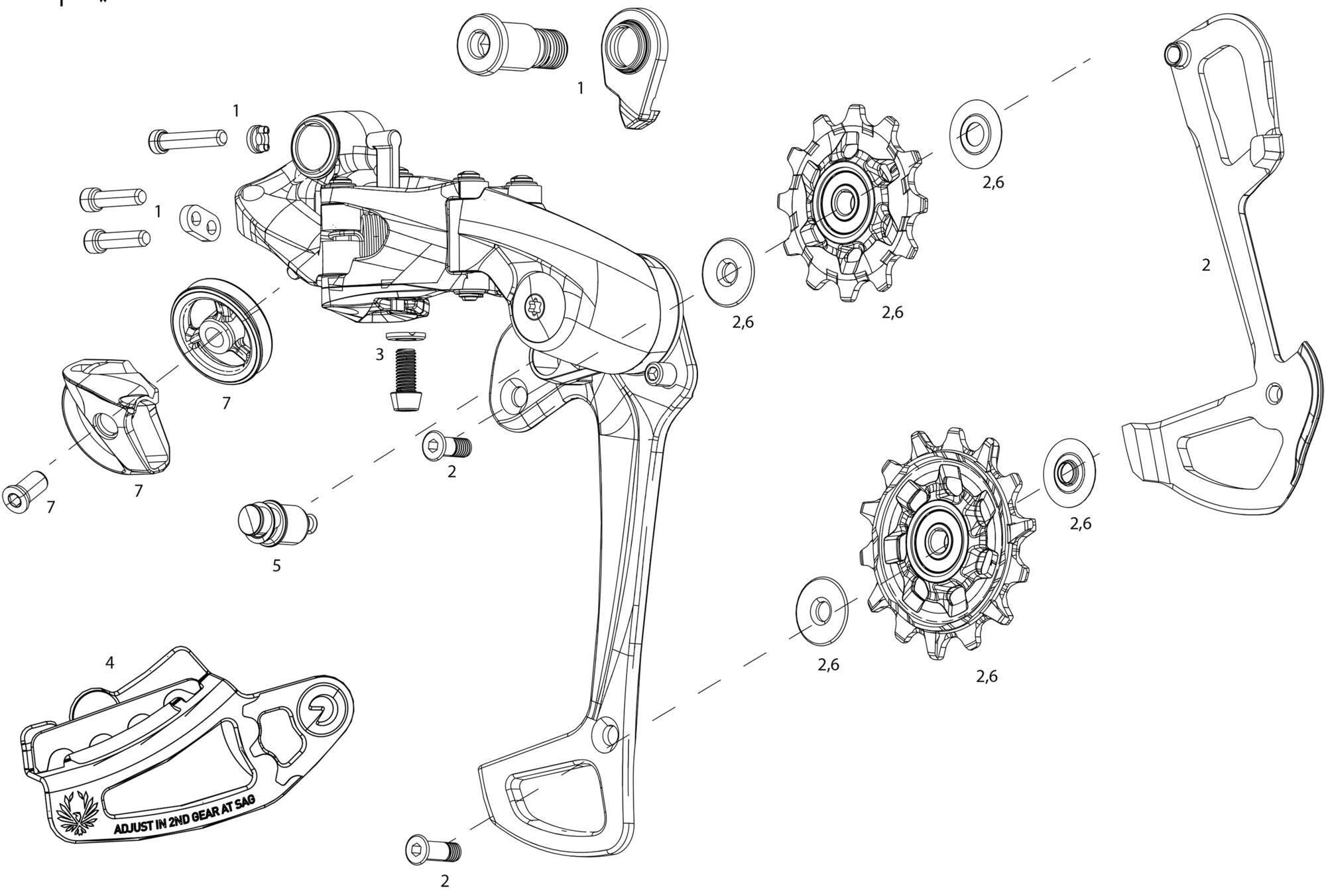 Sram achterderailleur xx1 eagle rear derail. xx1 eagle 52t lunar grey
