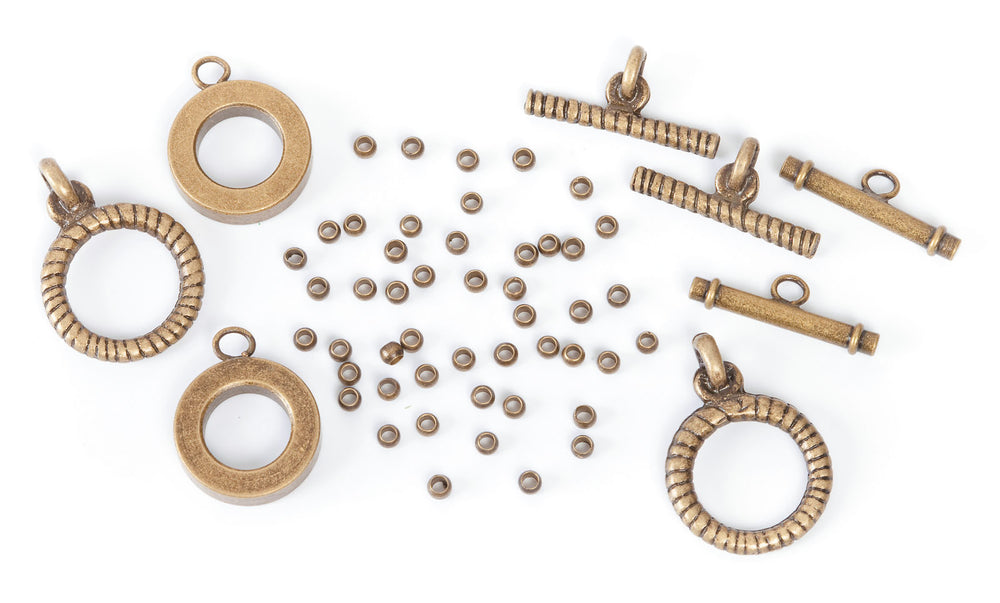 Darice • signed sealed remembered toggles 56pcs antique brass