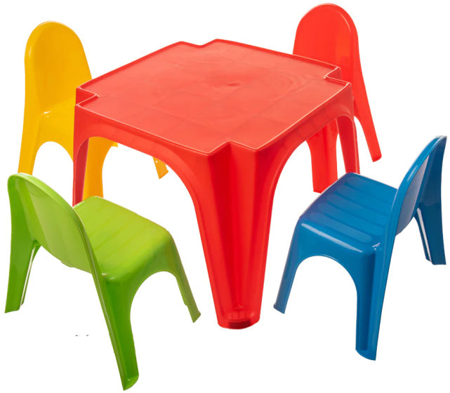 Speeltafel en Stoelenset Junior Rood 5-delig