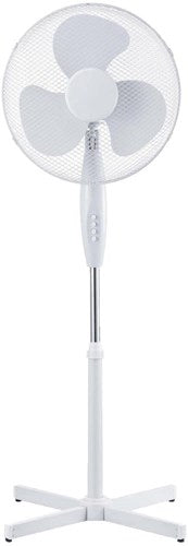 Enzo statiefventilator 40cm draaiend 40w wit - 8652573