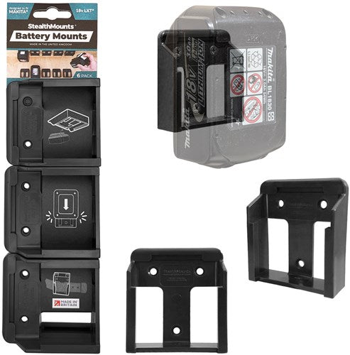 Stealthmounts batterijhouders voor makita 18v | zwart | 6 stuks - bm-mk18-6