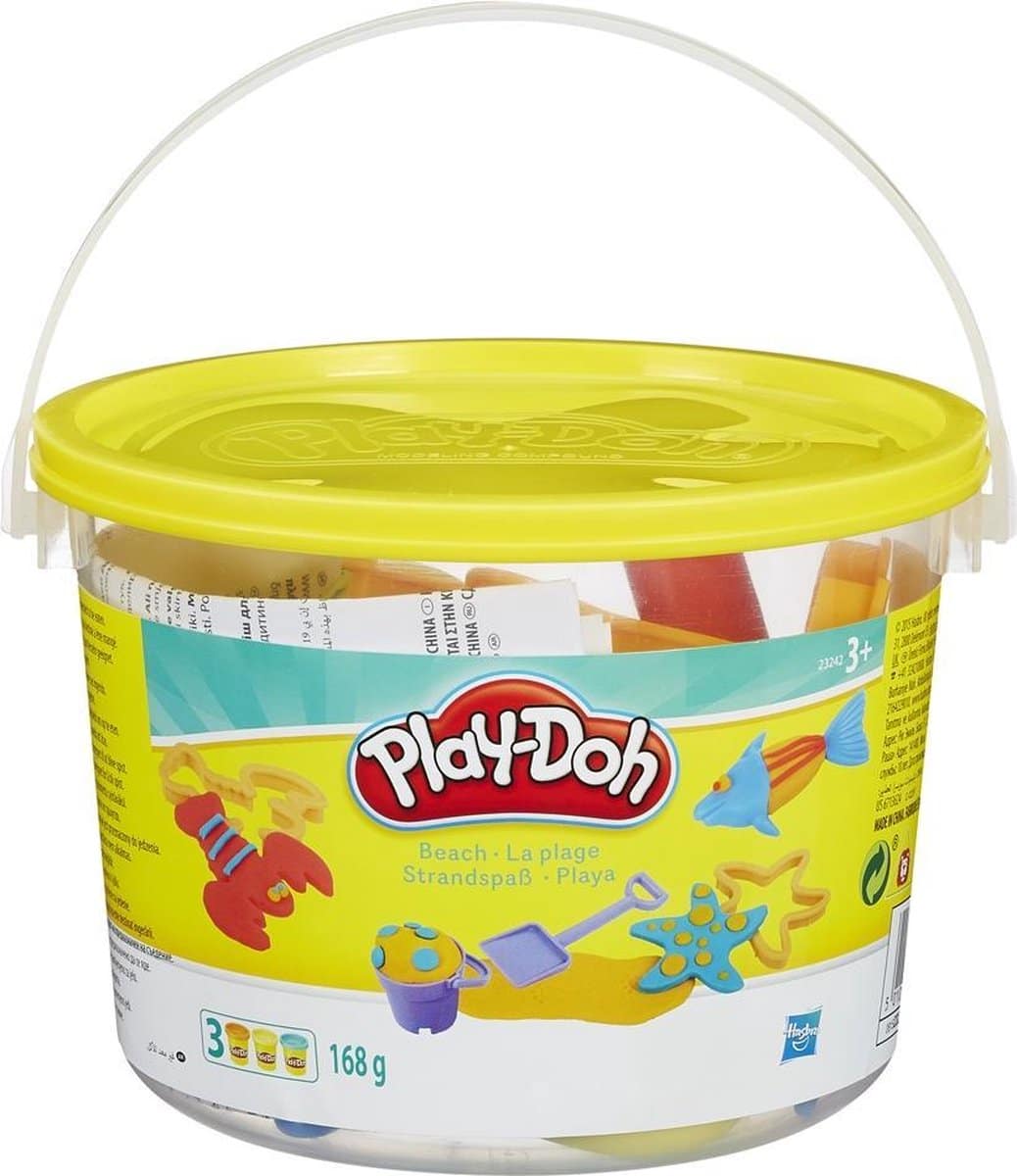 Otto simon play-doh deeg emmertje met 3 potjes klei en strandvormen