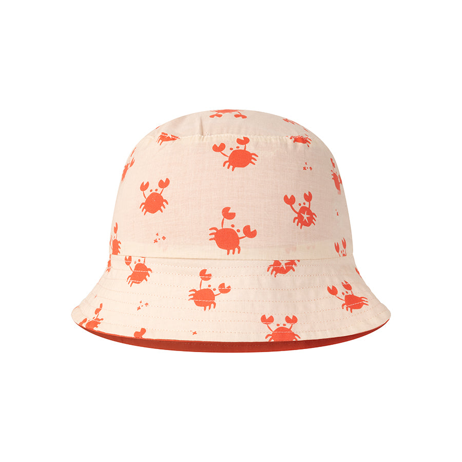 Crabby | beige rood uv omkeerbaar zonnehoedje