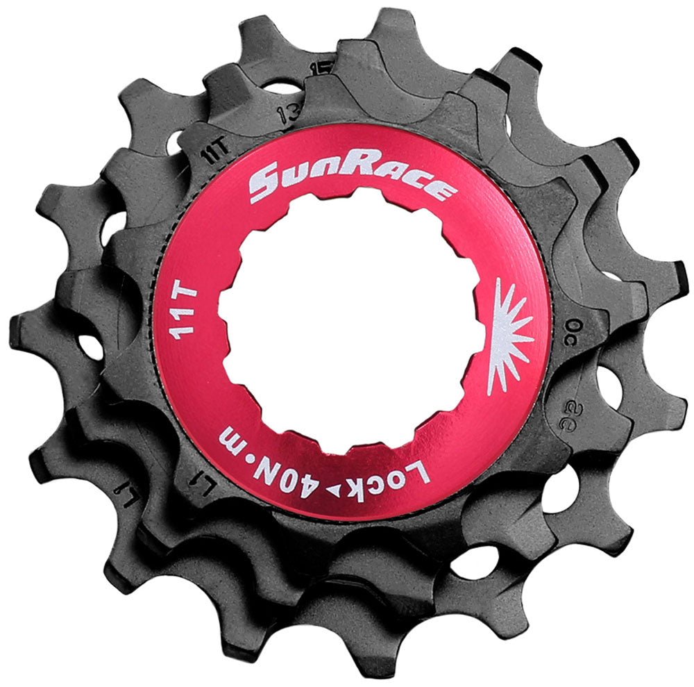 Sunrace sluitring met kransjes 12v 11 13 15t zwart