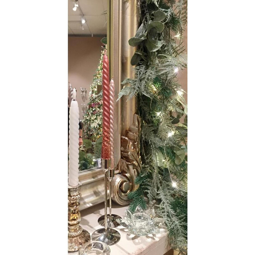 Decoris dinerkaars swirl ossenbloed glitter 25cm 2 stuks