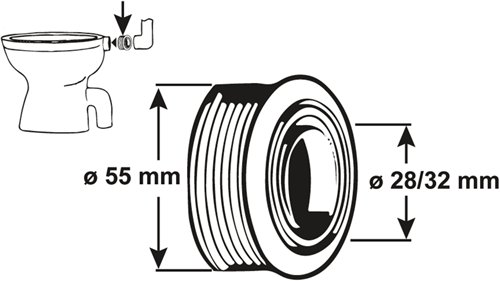 Cornat binnenverbinding wc 28 32mm 55mm - t360499