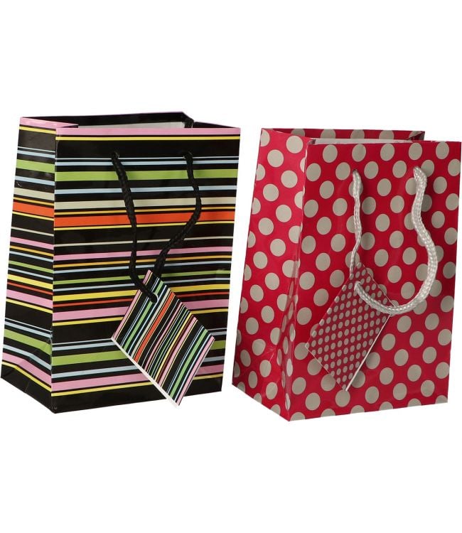 Jvdl luxe cadeau tasje klein streep stip assorti