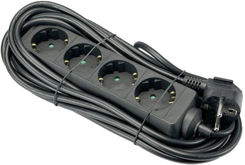 Stroomlijn tcd ra 4-voudig 3 meter snoer zwart
