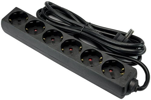 Enzo tcd ra 6-voudig 5m snoer zwart - 6672632