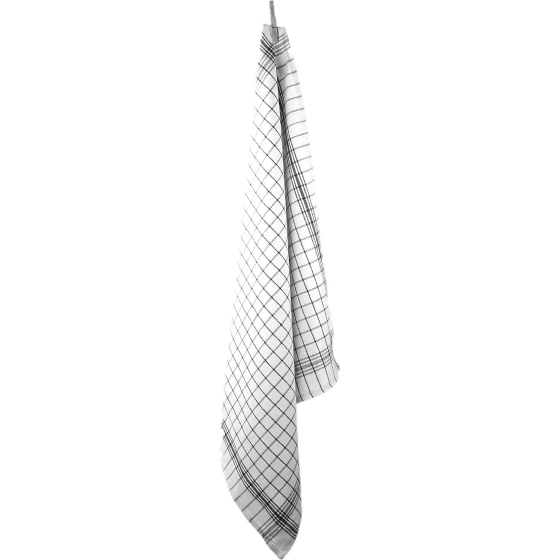 Theedoek ruit zwart 70x70cm pak a 12