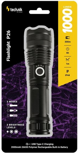 Enzo technik led zaklamp oplaadbaar zoom 1000 lumen - 5720110