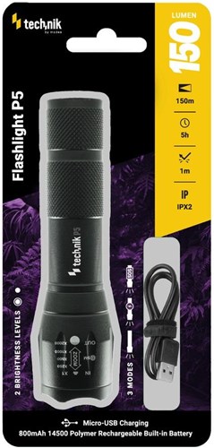 Enzo technik led zaklamp oplaadbaar zoom 150 lumen - 5720100