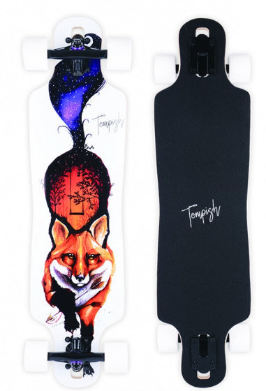 longboard Fox 82,5x21,5 cm hout wit zwart