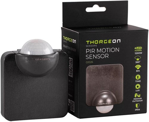 Enzo thorgeon bewegingsmelder opbouw wand 360 graden ip54 vast zwart - 3900511