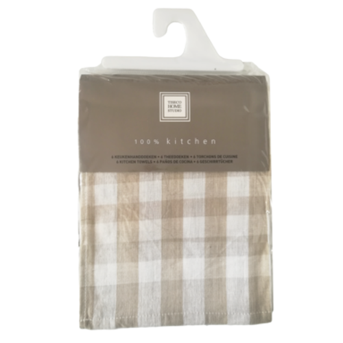 Tiseco keukenhanddoek sand 6 stuks