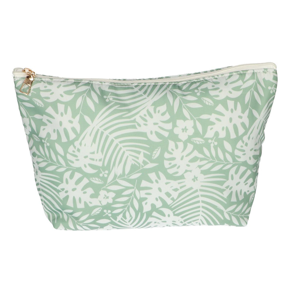 Traveller toilettas palm groen wit 30cm x 19,5cm