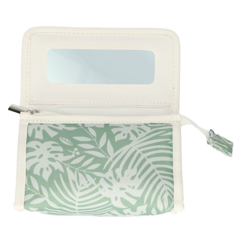 Traveller spiegeltas bladeren groen wit 16,5cm x 11cm