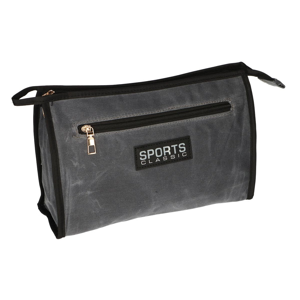 Traveller toilettas sports klassiek militair grijs blauw 30cm x 24cm