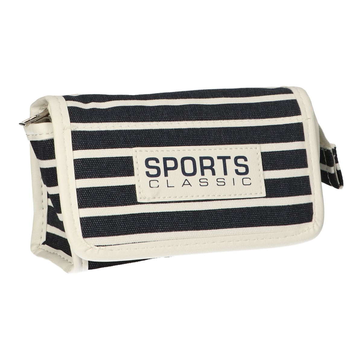 Traveller spiegeltas streep blauw sport klassiek 16,5x11cm