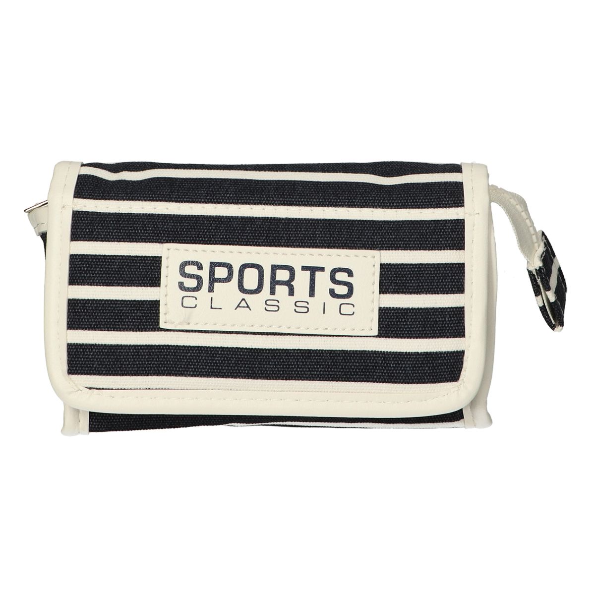 Traveller spiegeltas streep blauw sport klassiek 16,5x11cm