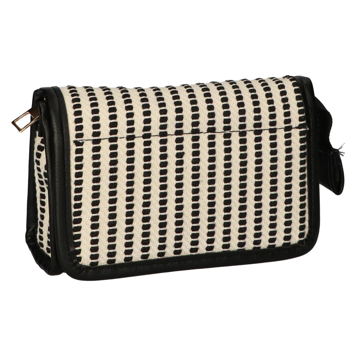 Traveller spiegeltas streep zwart crème 16,5x11cm