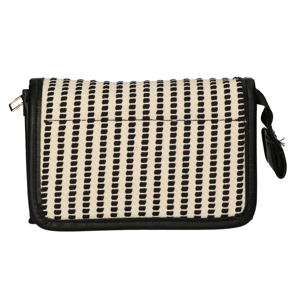 Traveller spiegeltas streep zwart crème 16,5x11cm