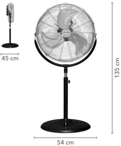 Trotec statiefventilator tvm 18 s zwart | 107 t m 135 cm - tro014349