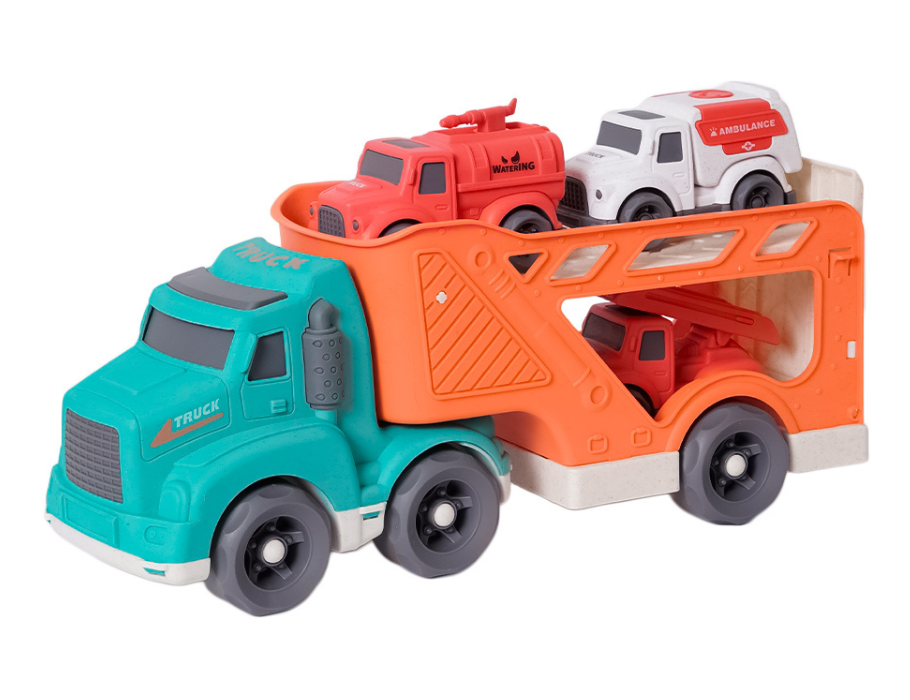 Bio toys bioplastic truck - incl. 3 kleine hulpdienstwagentjes