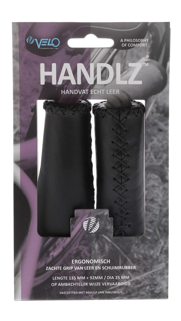 Velo Grip Leather Ergo 92 135mm Black