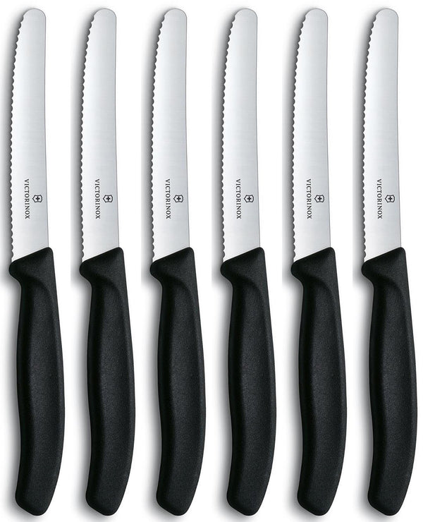 Victorinox tafelmes 6 stuks zwart krom heft