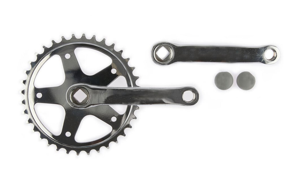 Vintage crankstel 36t. spieloos 130mm 1 8 zilver