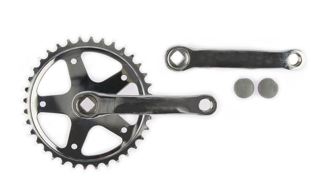 Vintage crankstel 36t. spieloos 130mm 1 8 zilver
