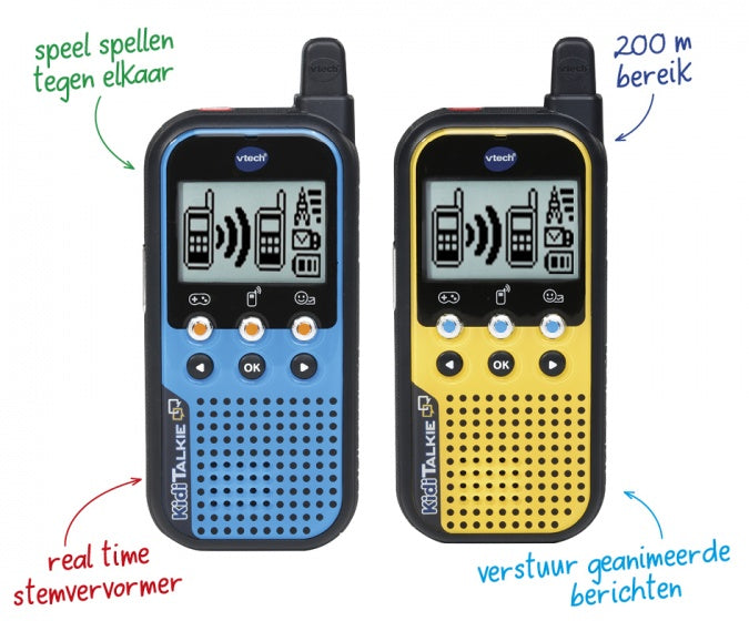 walkie talkie KidiTalkie 27,9 cm blauw geel 2 stuks